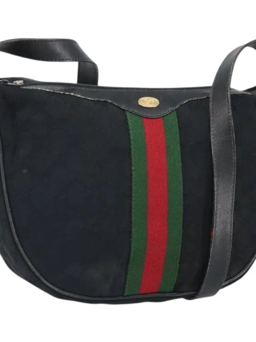 GUCCI GG Canvas Web Sherry Line Shoulder Bag Black - Picture 2 of 16